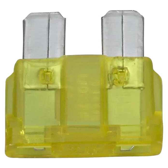 SWG Flachstecksicherungen Standard - L x B: 19,3 x 12 mm, 20 A, 5 Stk. - Gelbe Flachsicherung für Kraftfahrzeuge mit durchscheinendem Kunststoffgehäuse und Metallkontakten.