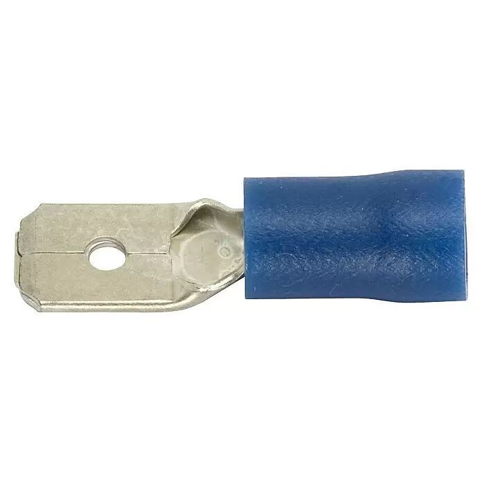 SWG Flachsteckhülsen - Breite: 6,3 mm, 7 Stk., 1,5 mm² - 2,5 mm² - Blau isolierter Flachstecker für elektrische Verdrahtung.