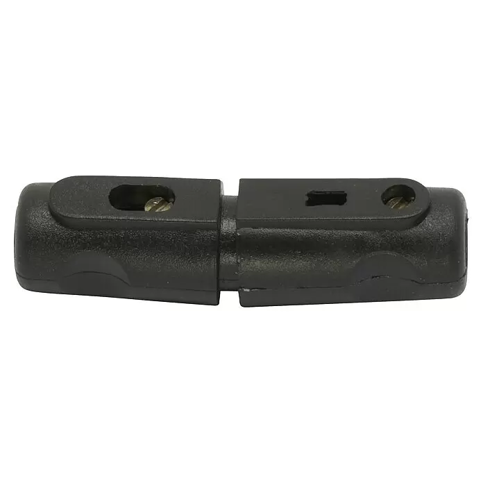 SWG Sicherungshalter für Schmelzsicherungen - 0,75 mm² - 2,5 mm², Stromstärke: 0 A - 8 A - Schwarzer, texturierter Kunststoff-Inline-Kabelverbinder mit sichtbaren Schraubklemmen.