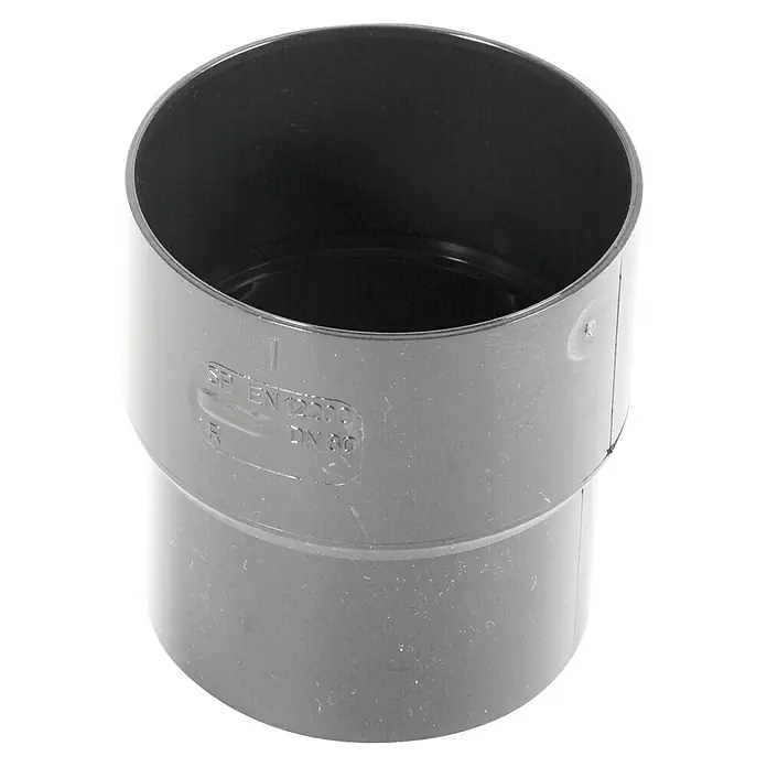 Dakota Manguito de bajante - 80 mm - Accesorio de tubería de PVC gris con manguito escalonado para tuberías de aguas residuales. Ideal para instalaciones de fontanería.