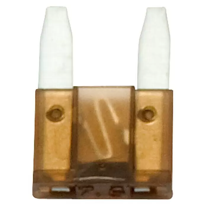 SWG Flachstecksicherungen Mini - L x B: 11,4 x 8,7 mm, 7,5 A - Braune Kfz-Stecksicherung mit weißen Kunststoffstiften.