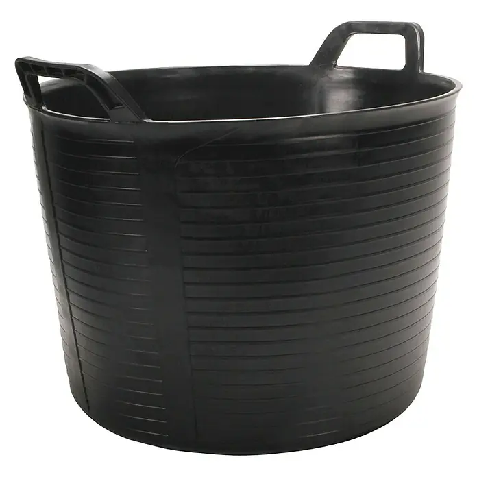 Cubo de obra Flextub - Negro, Capacidad volumétrica: 40 l - Taza de plástico flexible negra con asas. Ideal para jardinería, construcción o limpieza.