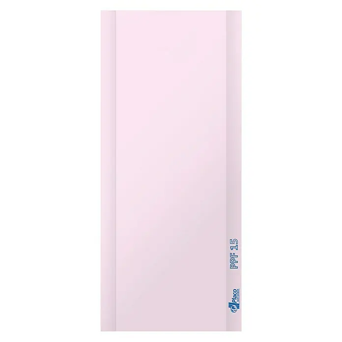 Placo Saint-Gobain Placa de yeso laminado FLAM PPF 15 - 2,5 x 1,2 m, Espesor: 15 mm - Primer plano de una placa de yeso Placo PPF 15 de color rosa claro, ideal para proyectos de construcción y renovación. La placa asegura un acabado liso.