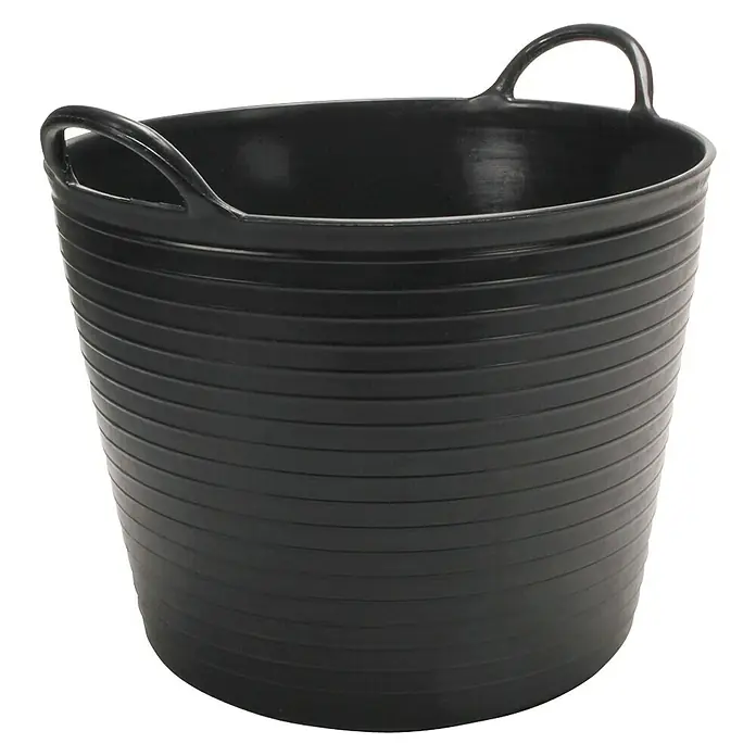 Cubo de obra Flextub - Negro, Capacidad volumétrica: 25 l - Cubo flexible negro con dos asas, ideal para jardinería y transporte de materiales. Resistente y versátil.