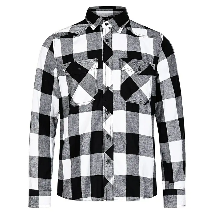 Brandit Flanellhemd - Schwarz/Weiß, XXXL - Kariertes Langarmhemd in Schwarzweiß mit Knopfleiste und Brusttaschen. Perfekt für einen lässigen, aber stilvollen Look.
