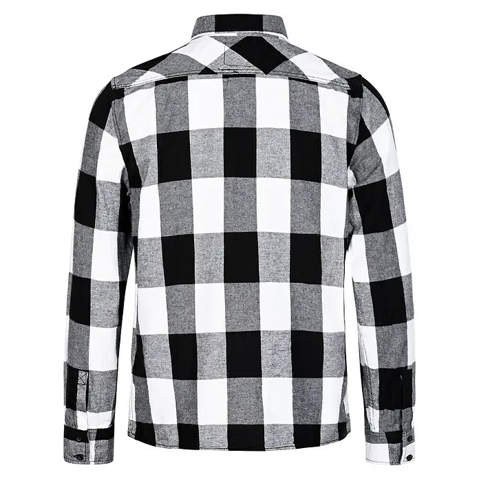 Brandit Flanellhemd - Schwarz/Weiß, XXXL - Rückansicht eines schwarz-weiß karierten Hemdes. Das Flanellhemd ist lässig und modisch zugleich.