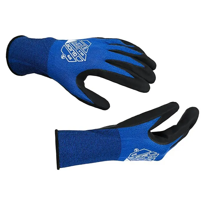 Guide Arbeitshandschuhe 578 HP - Dunkelblau, 6 - Ein Paar blaue Guide 578 Arbeitshandschuhe in Größe 10, die Schutz und Präzision bei verschiedenen Aufgaben bieten.