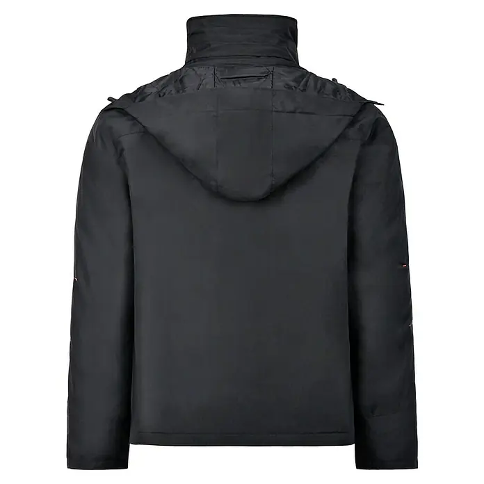 L.Brador Winterjacke 2190P - Schwarz, XXL - Rückansicht einer schwarzen CMP-Jacke mit Kapuze, ideal für Outdoor-Aktivitäten und zum Schutz vor Wind und Wetter.