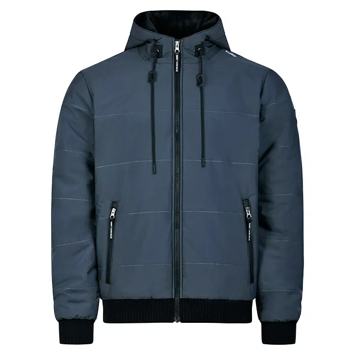 Puma Workwear Winterjacke Champ - Stahlgrau, Carbon, S - Dunkelblaue Herren Steppjacke mit Kapuze und Reißverschluss. Ideal für kühle Tage und modische Looks.