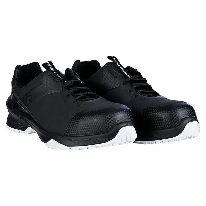 Steitz Secura Sicherheitshalbschuh NORA - 42, Schwarz - Schwarze Steitz Secura Arbeits-Sicherheitsschuhe mit weißer Sohle. Bequeme Schuhe für den täglichen Gebrauch in der Industrie.