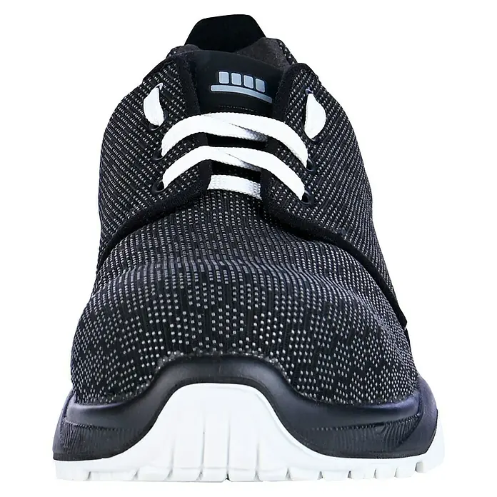 Steitz Secura Sicherheitshalbschuh GINGER - 38 - Schwarzer Laufschuh mit weißen Schnürsenkeln, sportliches Design für optimalen Komfort und Leistung beim Laufen.