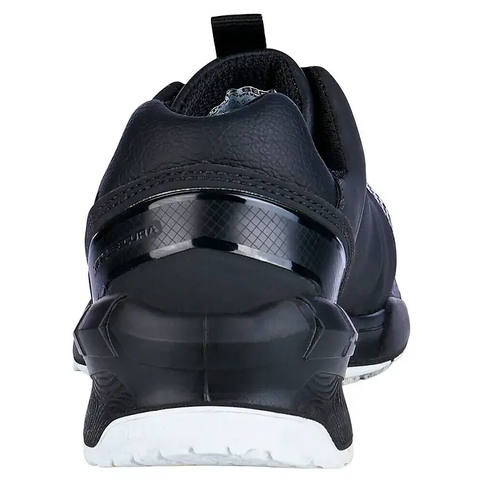 Steitz Secura Sicherheitshalbschuh NORA - 42, Schwarz - Schwarzer Herrenschuh mit auffälliger Sohle und Strukturdetails, ideal für Komfort und Stil im Alltag.