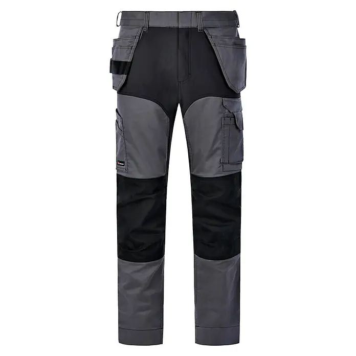 L.Brador Arbeitshose 1090PB - 56, Grau - Abgebildete Arbeitshose in Grau- und Schwarztönen mit praktischen Taschen und robustem Design für den Arbeitsalltag.