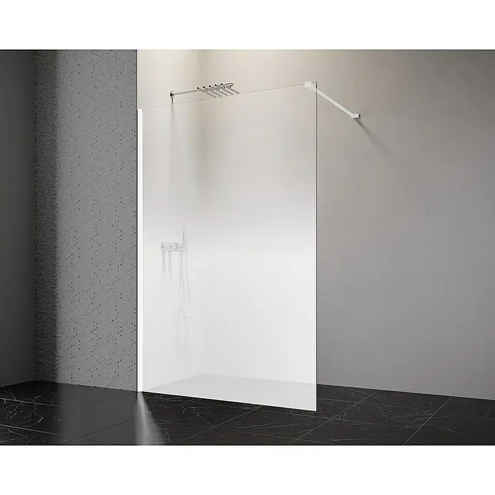 GEO Duschwand Walk-In mit Farbverlauf - B x H: 90 x 200 cm, Beschichtet, Weiß - Elegante Walk-In Dusche mit minimalistischem Design. Die rahmenlose Glaswand sorgt für ein offenes Raumgefühl im modernen Badezimmer.