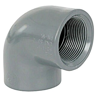 Codo PVC presión roscado (32 mm, 90 °, Rosca interior: 1″)