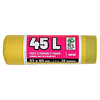 Vreča za smeti Piskar (45 l, 12 kos, Rumena)