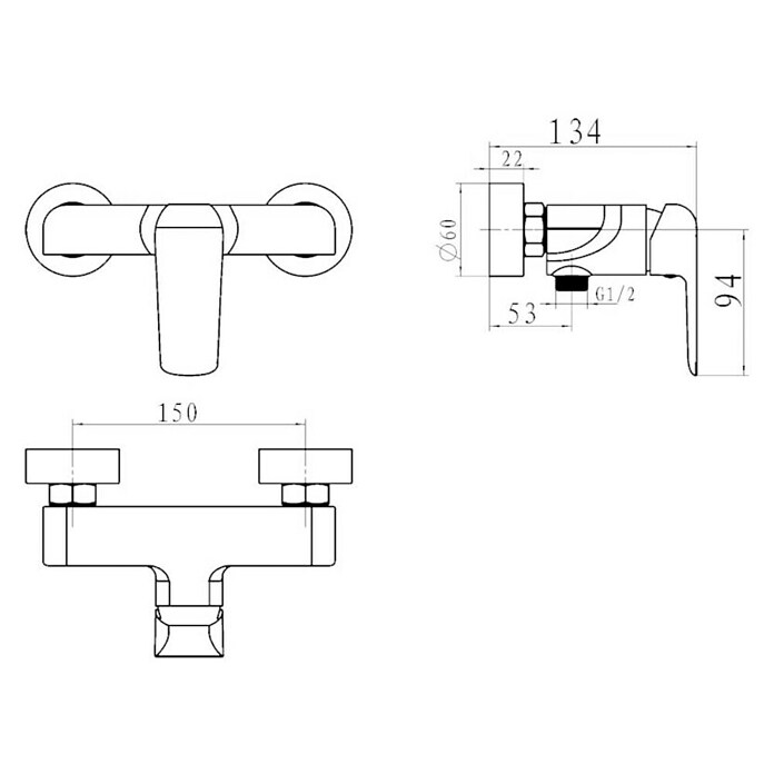 Armatura za tuš  (krom-bela, Visoki sijaj) | Armature za tuš | Kopalniške armature | Kopalnica in sanitarije | Izdelki | BAUHAUS