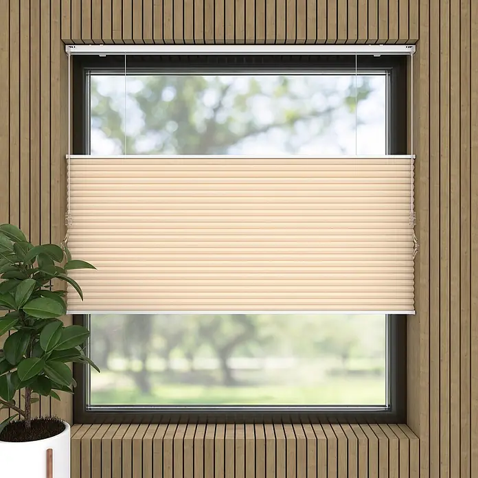 Wabenplissee Tageslicht - B x H: 60 x 175 cm, Taupe - Ein beiges Plissee-Fensterrollo mit doppelter Funktion, das sowohl Lichtschutz bietet als auch die Privatsphäre wahrt.