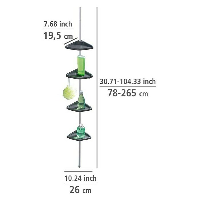 Wenko Kotna tuš košara  (Dolžina raztegnjenega stola: 78 cm - 265 cm) | 3746 - Badhelfer | DADD - Accessoires | DAD - Badausstattung | DA - Badausstattung/Bäderwelt | D - Sanitär | BAUHAUS