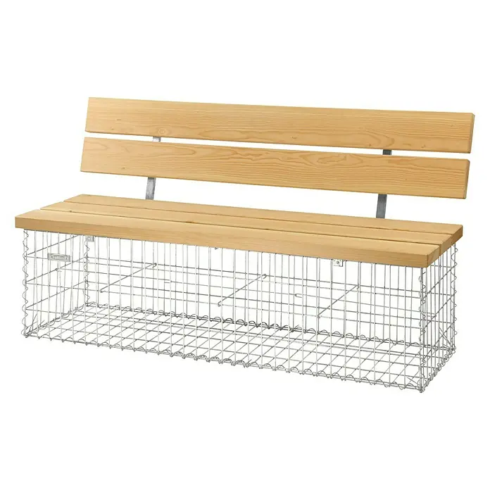 Bellissa Gartenbank-Gabione Calma - L x B x H: 155 x 53 x 83 cm - Einladende Gartenbank mit Holzlatten und einem robusten Drahtkorbgestell für den Außenbereich.