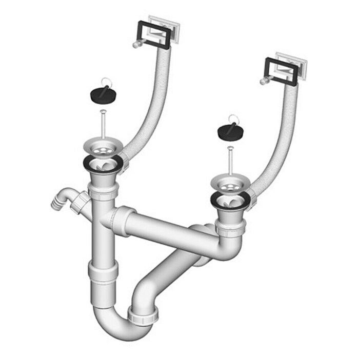 Sifon za dvojno pomivalno korito  (Polipropilen) | 4040 - Sifons/Abläufe/Ablaufgarnituren | DCDA - Wasserinstallation | DCD - Sanitärinstallation | DC - Sanitärinstallation | D - Sanitär | BAUHAUS