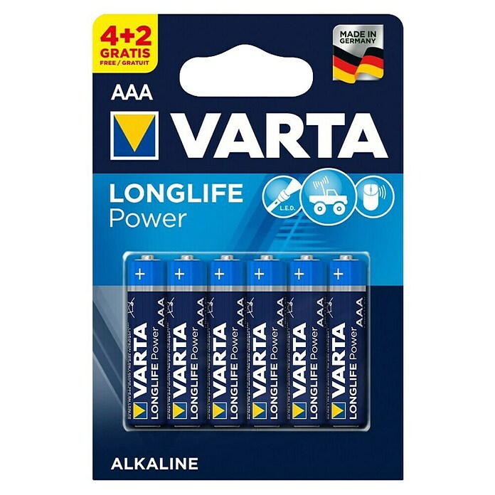 Varta Alkalna baterija AAA LR03  (1,5 V, 6 kos) | 3351 - Alkali Marke | CBHA - Batterien Marke | CBH - Batterien/Taschenlampen | CB - Elektroinstallation | C - Elektro | BAUHAUS