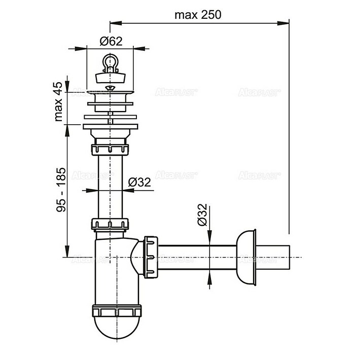 Sifon za umivalnik  (Premer odtoka: 32 mm, Bel) | 4040 - Sifons/Abläufe/Ablaufgarnituren | DCDA - Wasserinstallation | DCD - Sanitärinstallation | DC - Sanitärinstallation | D - Sanitär | BAUHAUS