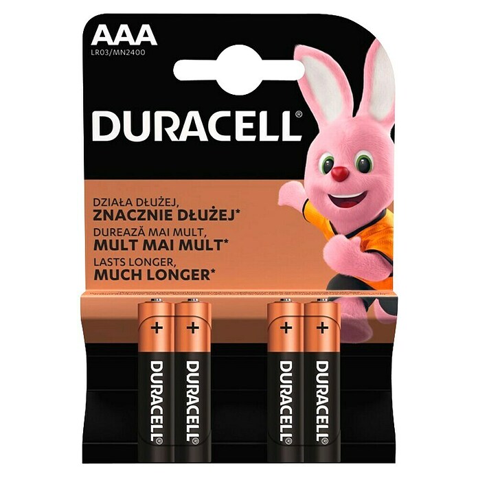 Duracell Alkalna baterija AAA LR03  (1,5 V, 4 kos) | 3351 - Alkali Marke | CBHA - Batterien Marke | CBH - Batterien/Taschenlampen | CB - Elektroinstallation | C - Elektro | BAUHAUS