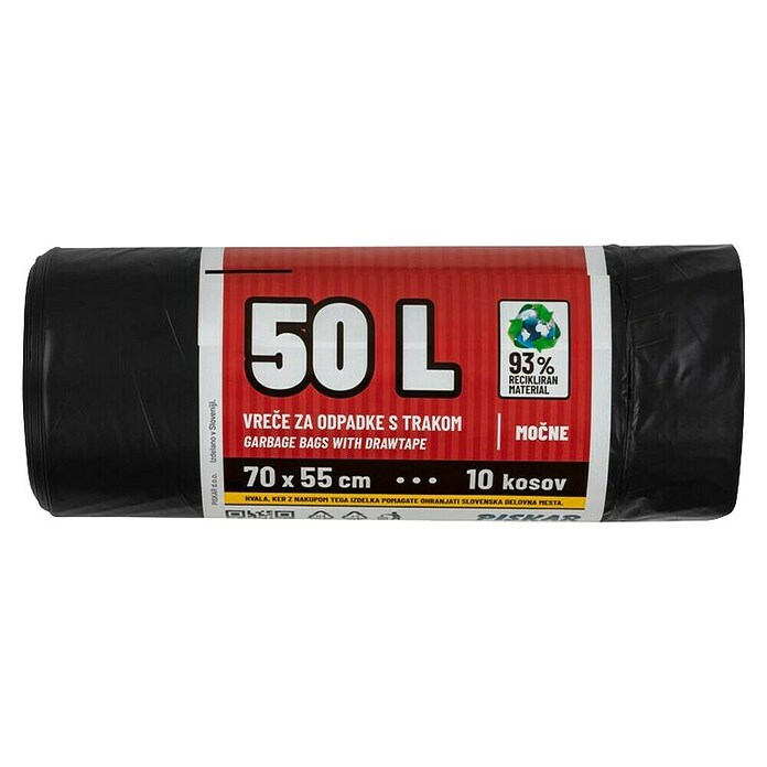 Vreča za smeti Piskar  (50 l, 10 kos, Črna) | 7171 - Müllsäcke | HHDA - Abfall | HHD - Abfall | HH - Reinigung | H - Innendeko/Farben | BAUHAUS