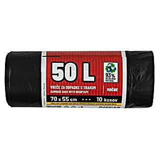 Vreča za smeti Piskar (50 l, 10 kos, Črna)