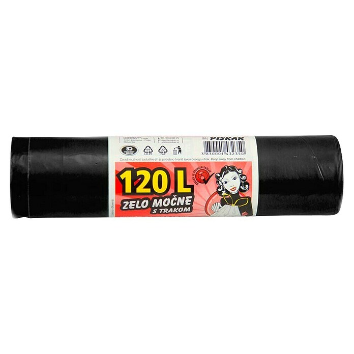 Vreča za smeti Piskar  (120 l, 10 kos, Zelena) | 7171 - Müllsäcke | HHDA - Abfall | HHD - Abfall | HH - Reinigung | H - Innendeko/Farben | BAUHAUS