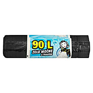 Vreča za smeti Piskar (90 l, 12 kos, Črna)
