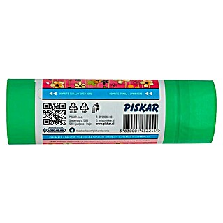 Vreča za smeti Piskar (50 l, 12 kos, Zelena)