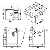 Alveus Vgradno korito Line 60  (61,5 x 50 cm, Nerjavno jeklo) | 4173 - Einbauspülen Edelstahl | DCFC - Spülen | DCF - Küche | DC - Sanitärinstallation | D - Sanitär | BAUHAUS