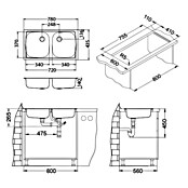Alveus Vgradno korito Basic 160  (78 x 43,5 cm, Nerjavno jeklo) | 4173 - Einbauspülen Edelstahl | DCFC - Spülen | DCF - Küche | DC - Sanitärinstallation | D - Sanitär | BAUHAUS