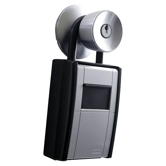 Abus Key Garage Schlüsselbox 797 BIG MIT BUEGEL - Geeignet für: Schlüssel, L x B x H: 62 x 84 x 178 mm - Nahaufnahme eines ABUS Schlüsselsafes zur sicheren Aufbewahrung von Schlüsseln, ideal für den Außenbereich und mit robustem Gehäuse.