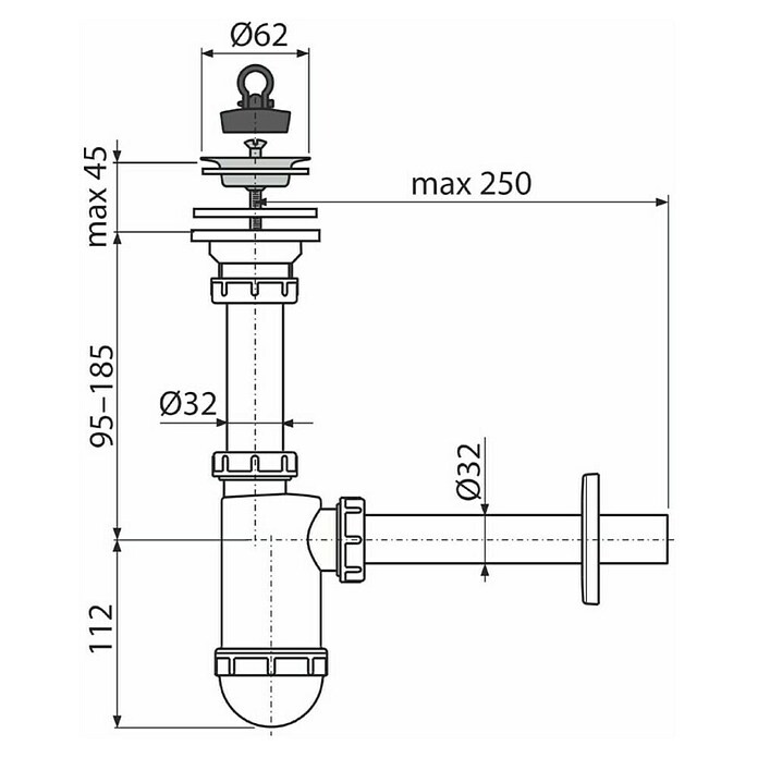 Alcaplast Sifon za umivalnik A411  (Premer odtoka: 32 mm) | 4040 - Sifons/Abläufe/Ablaufgarnituren | DCDA - Wasserinstallation | DCD - Sanitärinstallation | DC - Sanitärinstallation | D - Sanitär | BAUHAUS