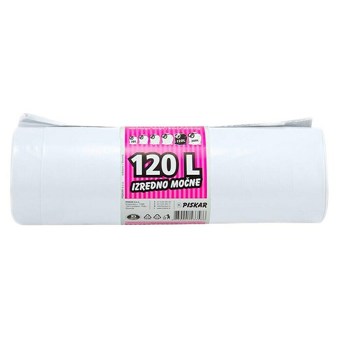 Vreča za smeti Piskar  (120 l, 12 kos, Bela) | 7171 - Müllsäcke | HHDA - Abfall | HHD - Abfall | HH - Reinigung | H - Innendeko/Farben | BAUHAUS