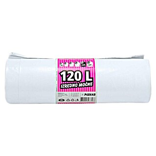 Vreča za smeti Piskar (120 l, 12 kos, Bela)