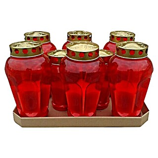 Nagrobna sveča Mojca (set 6+2 kosov) (Rdeča)