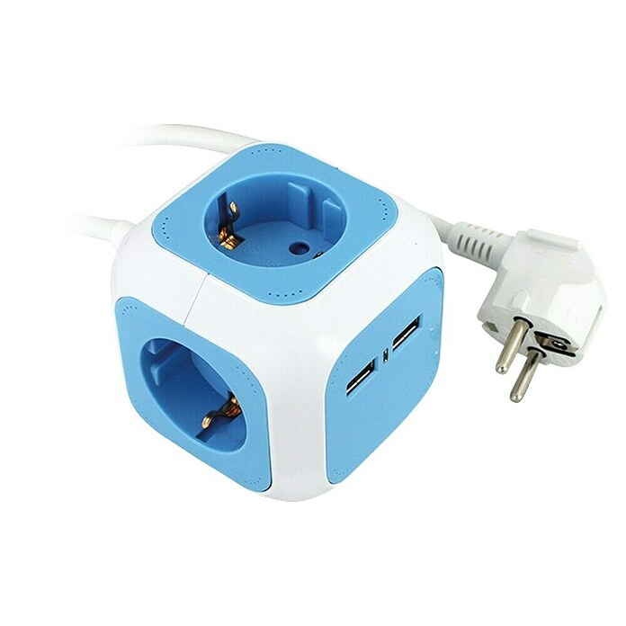 Commel Električni podaljšek v obliki kocke  (Bela/Modra, 1,4 m) | 3330 - Stecker innen | CBGA - Stecker/Kupplungen | CBG - Stecker, Kupplungen Lampenfassungen | CB - Elektroinstallation | C - Elektro | BAUHAUS
