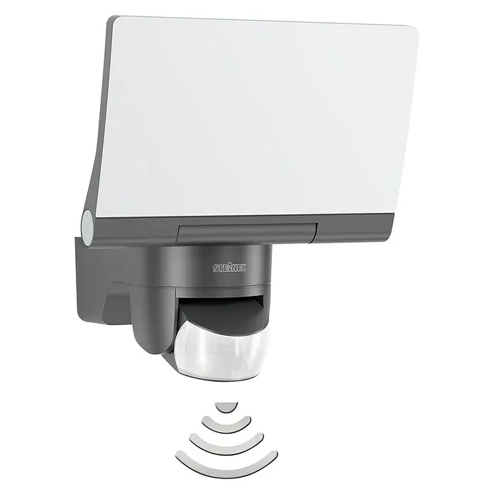 Steinel LED-Sensor-Strahler XLED home 2 S graphit - 13,7 W, L x B x H: 161 x 180 x 218 mm, Graphit, IP44 - Bild einer Steinel-Außenleuchte mit Bewegungsmelder, ideal für Sicherheit und Komfort rund ums Haus.