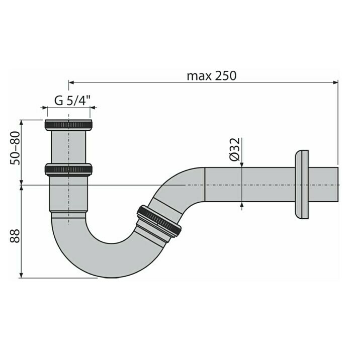 Sifon za bide A45G  (DN32, Kromirana kovina) | 4040 - Sifons/Abläufe/Ablaufgarnituren | DCDA - Wasserinstallation | DCD - Sanitärinstallation | DC - Sanitärinstallation | D - Sanitär | BAUHAUS