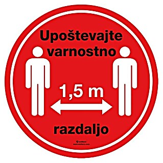 Opozorilni znak (Rdeča, Motiv: Upoštevajte varnostno razdaljo 1,5 m)