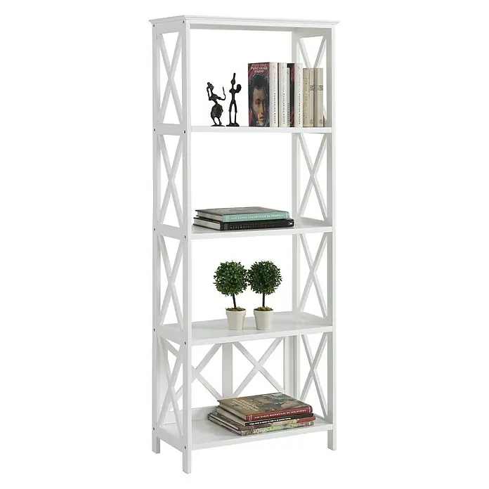 Estantería de madera Victoria - L x An x Al: 30 x 60 x 147 cm, Número de baldas: 5 ud., Blanco - Elegante estantería blanca con cuatro estantes. Perfecto para sala de estar, dormitorio u oficina, ofrece mucho espacio.
