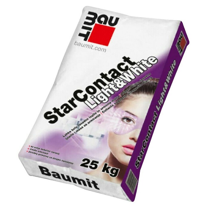 Cementno lepilo StarContact Light&White  (Območje uporabe: Fasada, 25 kg) | Lepila za zunanje toplotne izolacijske kompozitne sisteme | Zunanji termoizolacijski kompozitni sistemi in fasadna izolacija | Izolacija | Gradbeni material | Izdelki | BAUHAUS