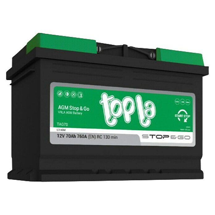 Topla Avtomobilski akumulator Stop&Go  (70 Ah, 12 V) | Avtomobilski akumulatorji | Avto elektrika | Dodatna oprema za avtomobile | Navtika, avtomobili in kolesa | Izdelki | BAUHAUS