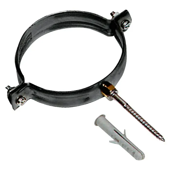 Dakota Abrazadera para bajante Ø80 - Acero, Marrón - Abrazadera para tubos con taco y tornillo para fijar tubos a paredes o techos. Ideal para instalaciones de fontanería y calefacción.
