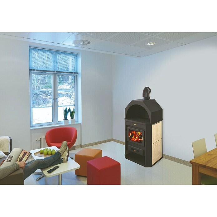 Prity Kamin na drva W17  (17 kW, Crna, Namijenjeno za spajanje na centralno grijanje) | BAUHAUS
