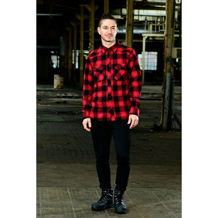 Brandit Flanellhemd (Schwarz/Rot, XL) | BAUHAUS